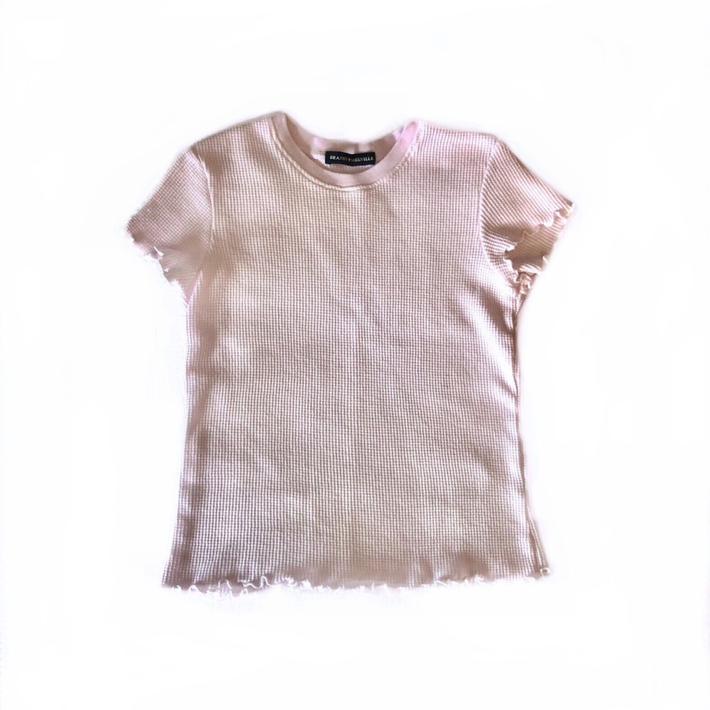 brandy melville pastel pink waffle knit baby tee!